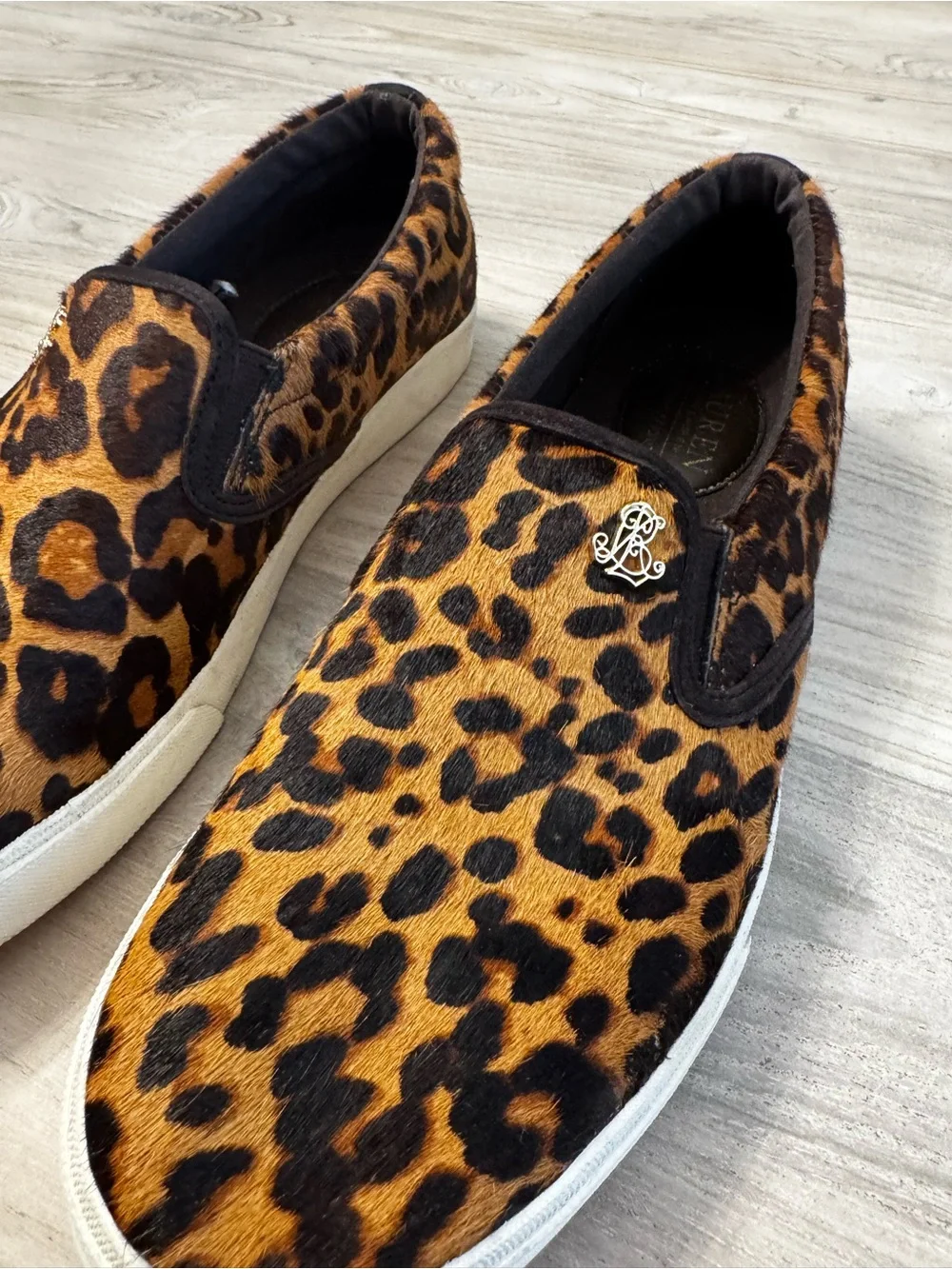 Lauren Ralph Lauren Leopard Print Slip-On Sneakers - Brown/Black